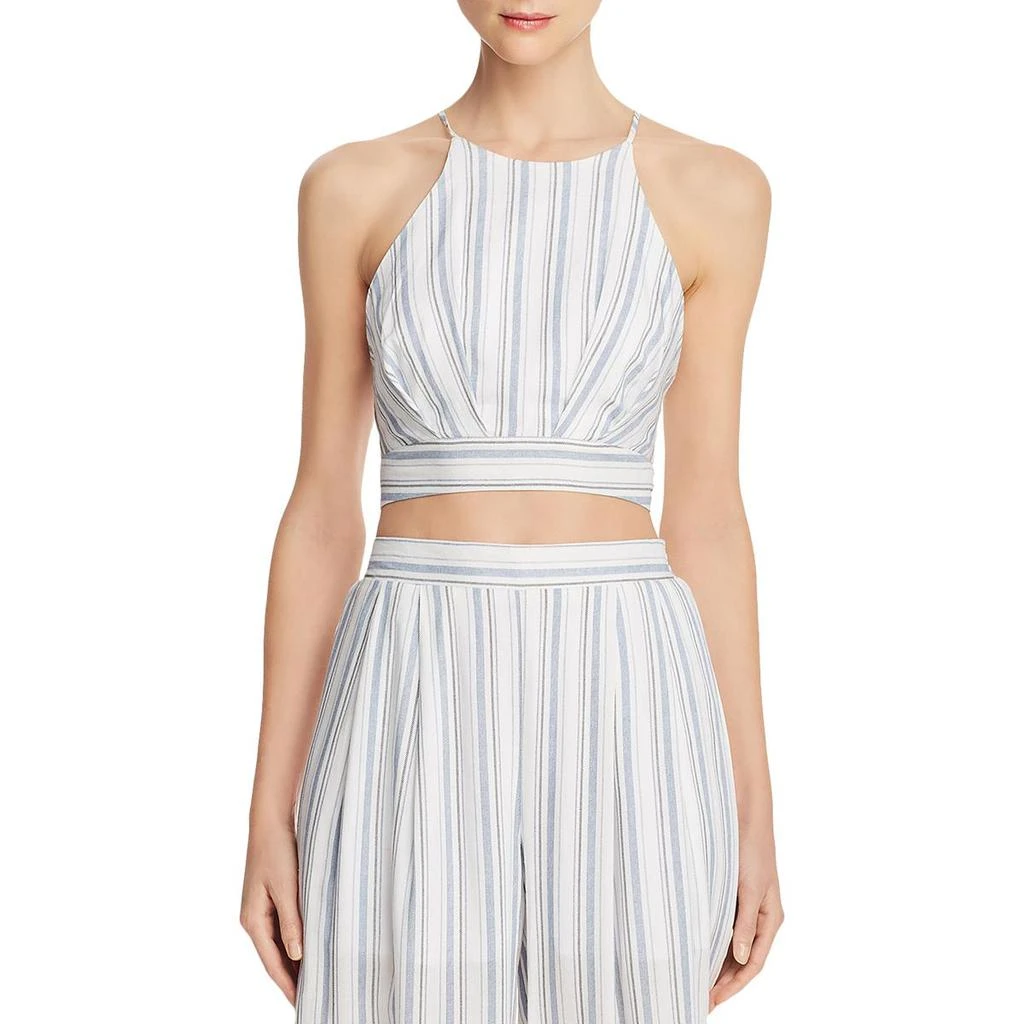 商品AQUA|Aqua Womens Striped High Neck Crop Top,价格¥77,第1张图片