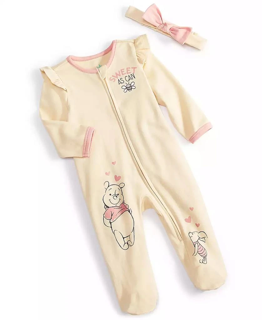 商品Disney|Baby Winnie-the-Pooh Footed Coverall & Headband, 2 Piece Set,价格¥159,第1张图片