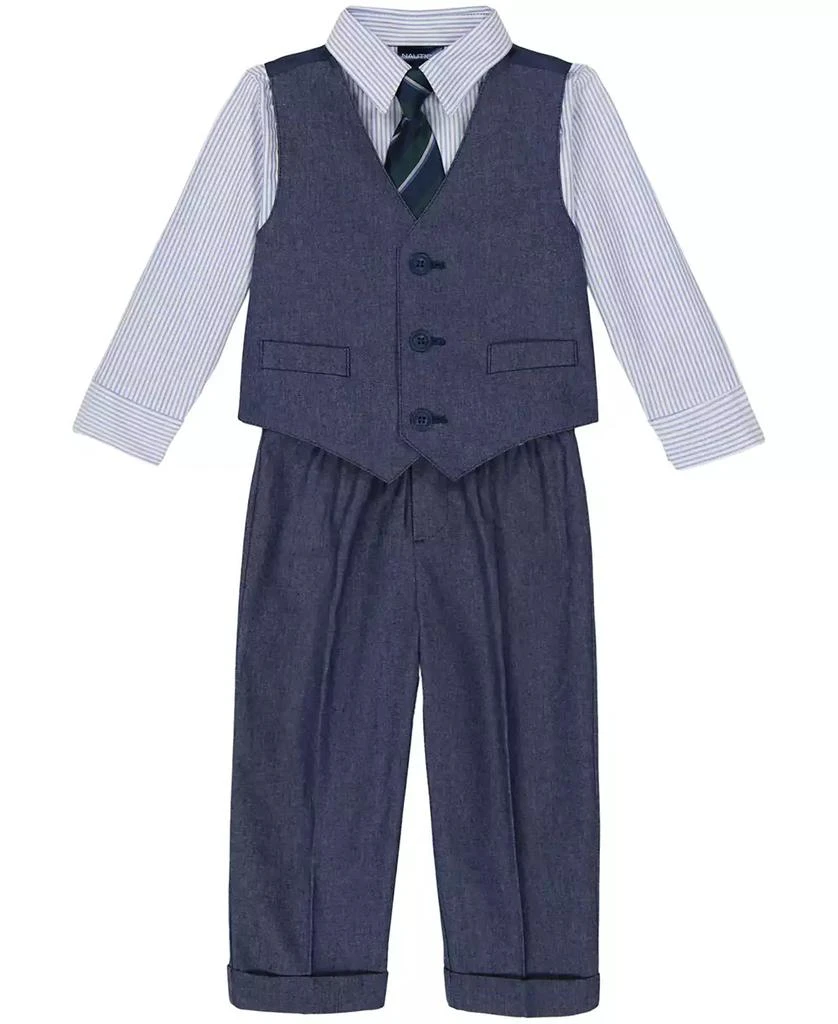 商品Nautica|Baby Boys Iridescent Twill Vest, Shirt, Tie and Pants Set,价格¥184,第1张图片