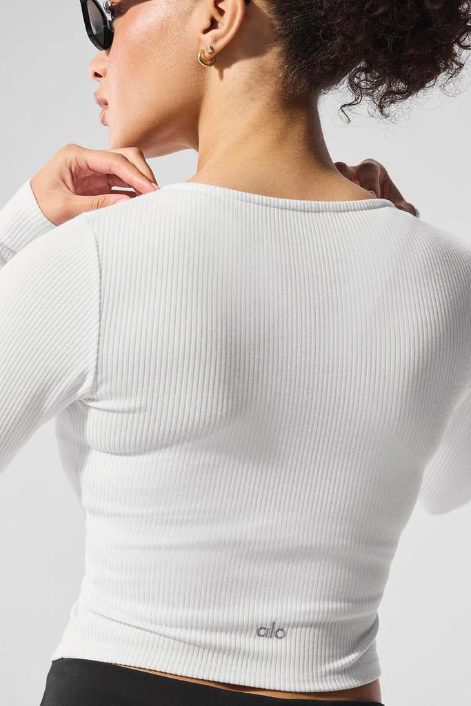 商品Alo|Ribbed Stardust Long Sleeve - White,价格¥545,第4张图片详细描述