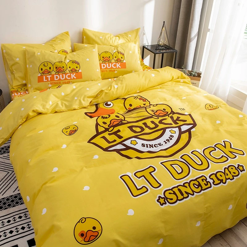 小黄鸭 LT DUCK 全棉四件套 纯棉卡通可爱床上用品全棉双人床单被套200*230cm LTDUCK 经典黄 1.5/1.8米床适用 商品
