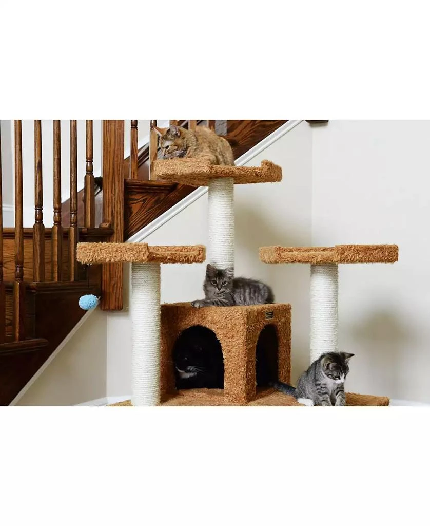 74" Multi-Level Real Wood Cat Tree With Scratching Posts 商品