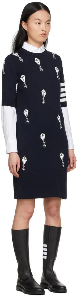 商品Thom Browne|Navy 4-Bar Half Drop Sky Short Dress,价格¥3019,第2张图片详细描述
