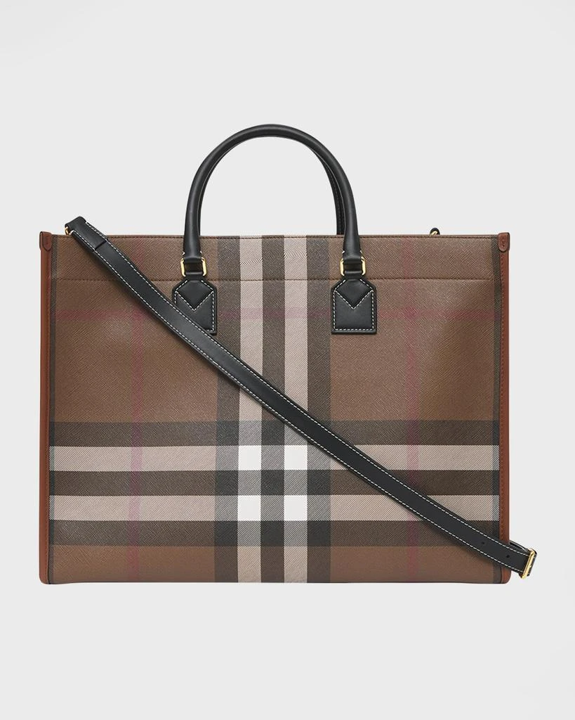商品Burberry|Freya Check Canvas & Leather Tote Bag,价格¥15156,第3张图片详细描述