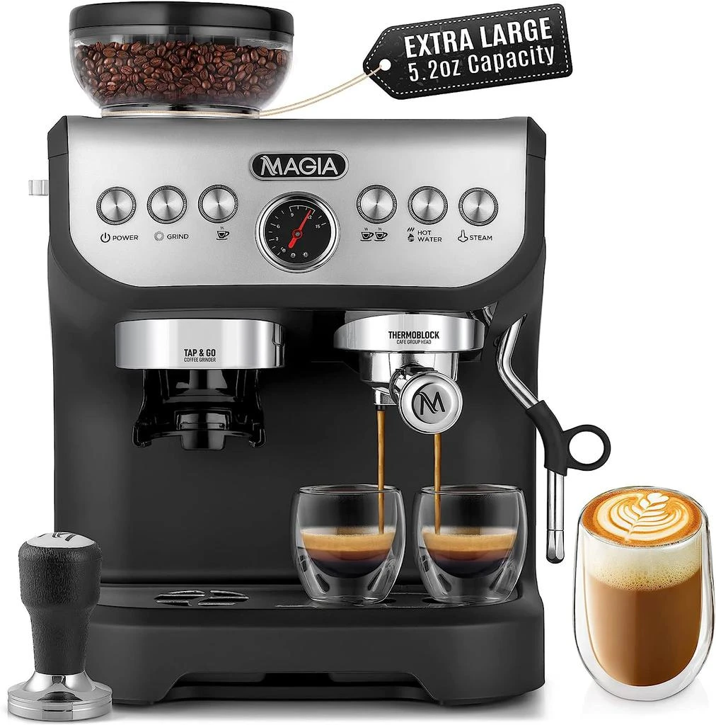 商品Zulay Kitchen|Magia Manual Espresso Machine with Grinder and Milk Frother,价格¥6765,第1张图片