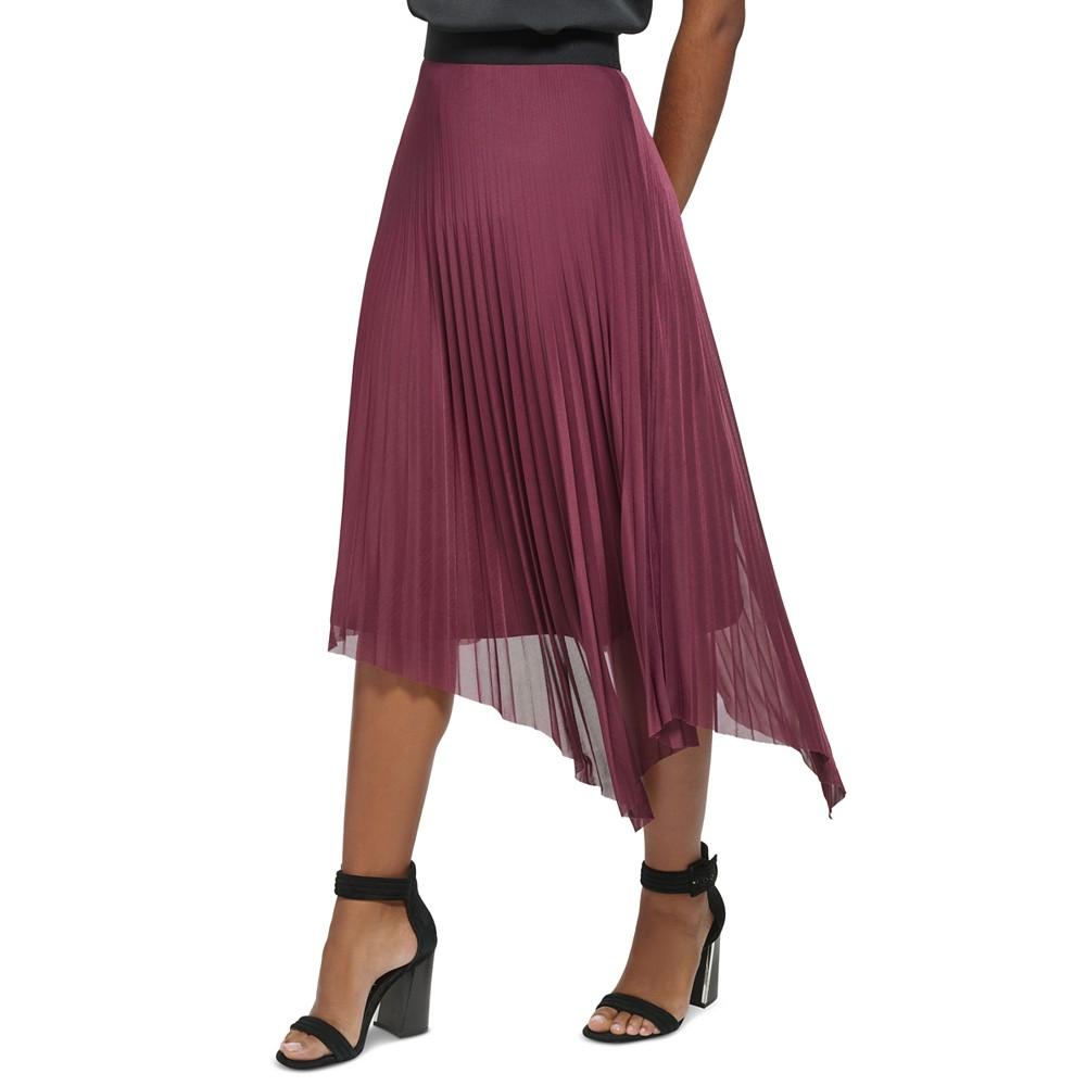 Women's Asymmetrical Hem Pleated Midi Skirt商品第3张图片规格展示