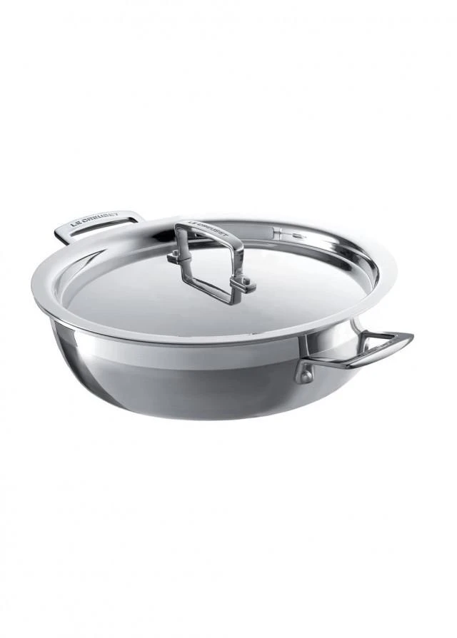 商品Le Creuset|3-ply stainless steel shallow casserole 24cm,价格¥1800,第1张图片