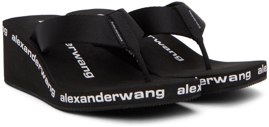 Black AW Wedge Flip Flop Sandals商品第4张图片规格展示