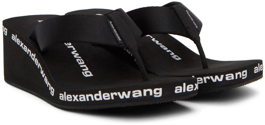 商品Alexander Wang|Black AW Wedge Flip Flop Sandals,价格¥1183,第4张图片详细描述