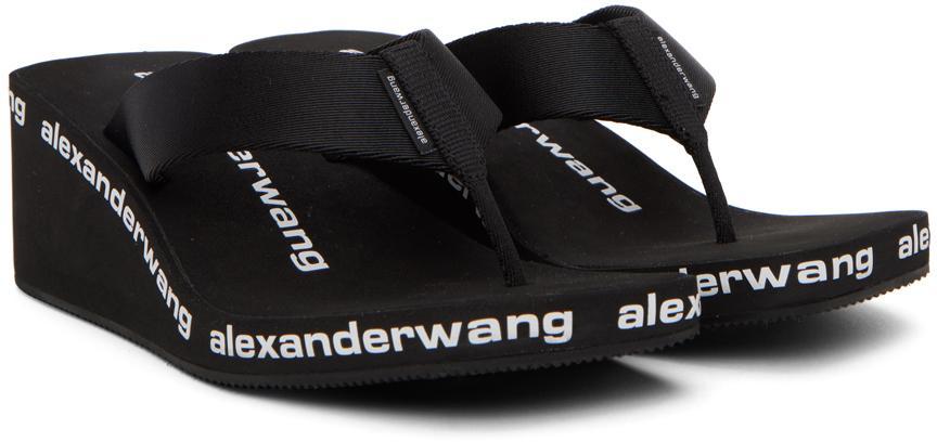 商品Alexander Wang|Black AW Wedge Flip Flop Sandals,价格¥1082详情, 第6张图片描述