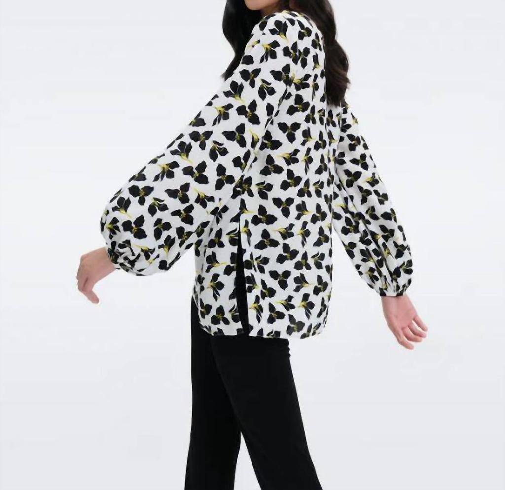 商品Diane von Furstenberg|Freddie Blouse In Graphic Flower Ivory,价格¥1376,第1张图片详细描述