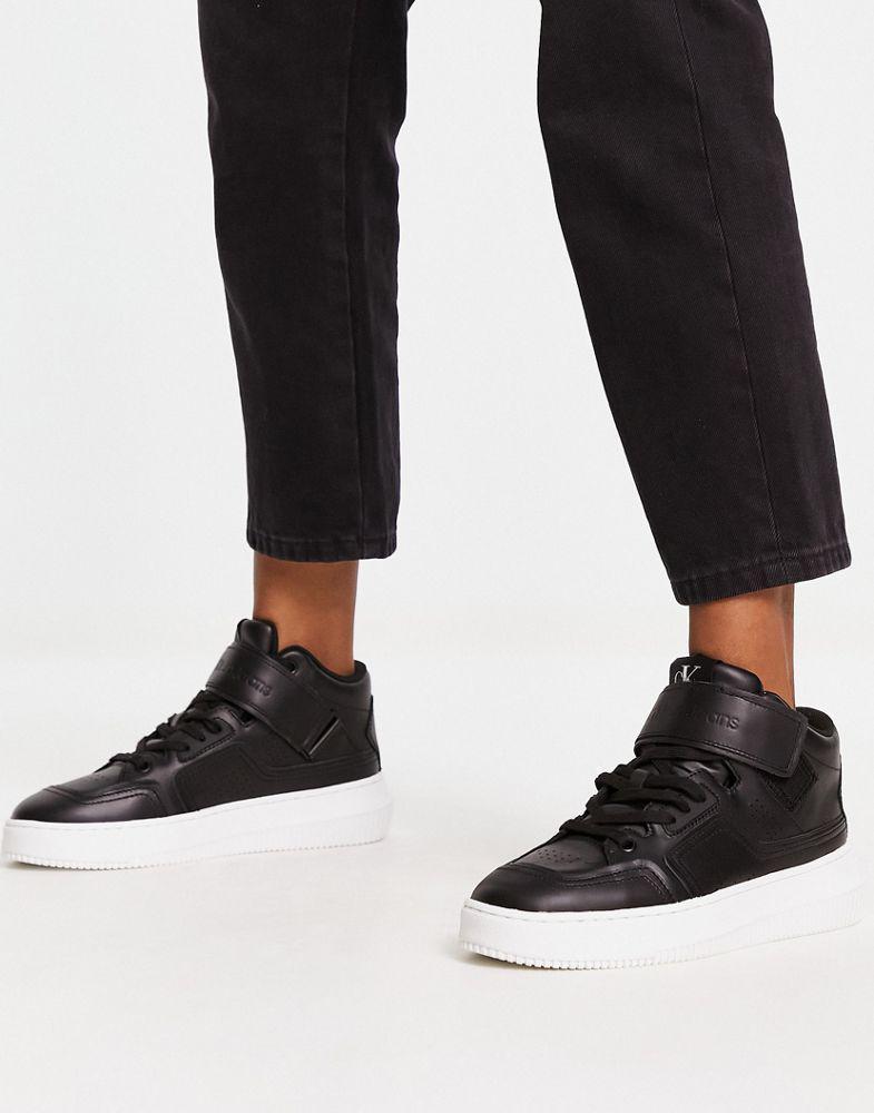 Calvin Klein Jeans leather chunky lace up leather trainers in black商品第2张图片规格展示