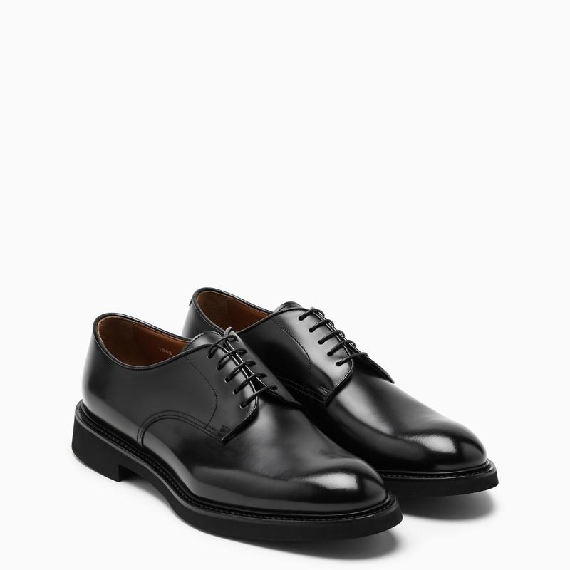 Black brushed-leather derby shoes商品第2张图片规格展示