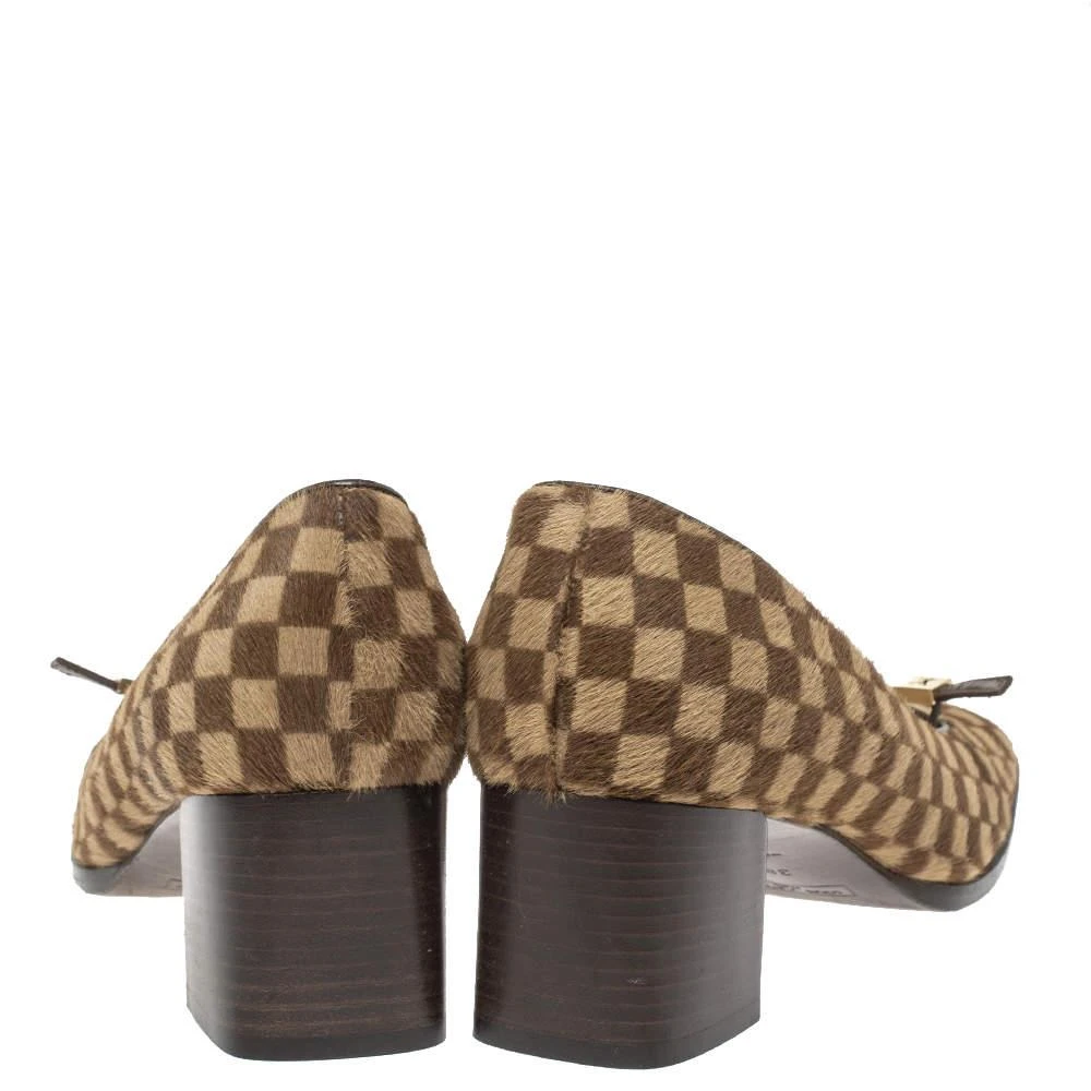 商品[二手商品] Louis Vuitton|Louis Vuitton Brown/Beige Damier Pony Hair Pumps Size 38.5,价格¥1431,第5张图片详细描述