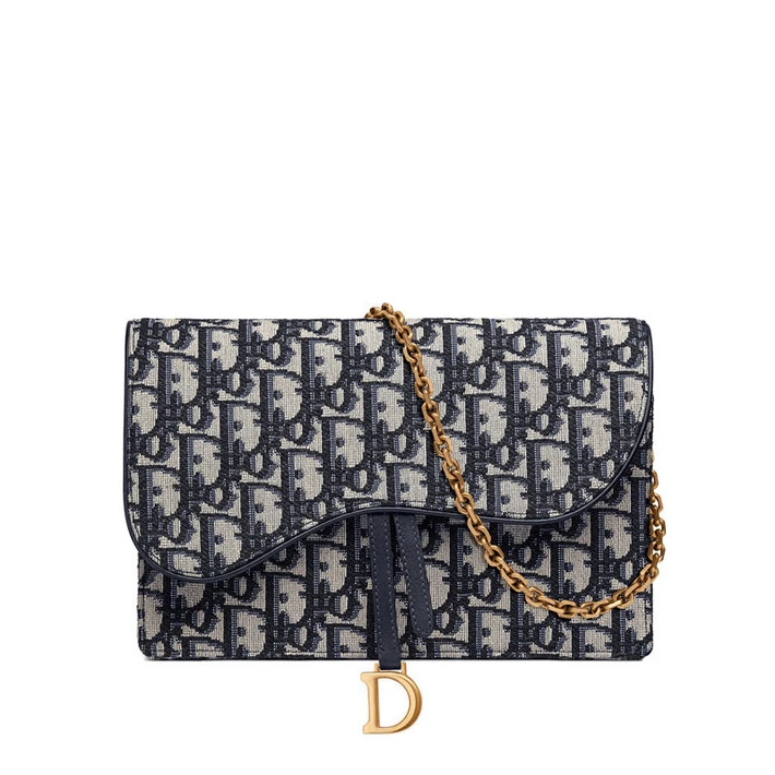 商品Dior|DIOR/迪奥  经典老花Saddle女士蓝色刺绣帆布链条单肩斜跨信封包 ,价格¥14433,第1张图片
