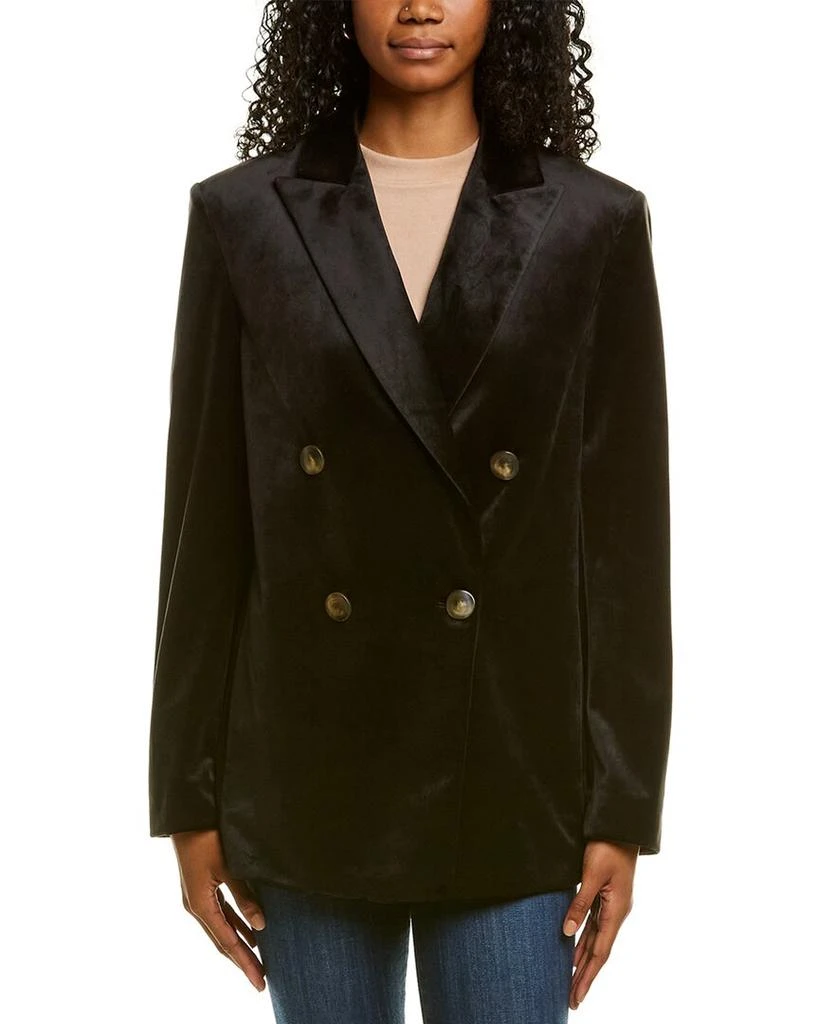 商品Vince|Vince Velvet Double-Breasted Blazer,价格¥1197,第3张图片详细描述