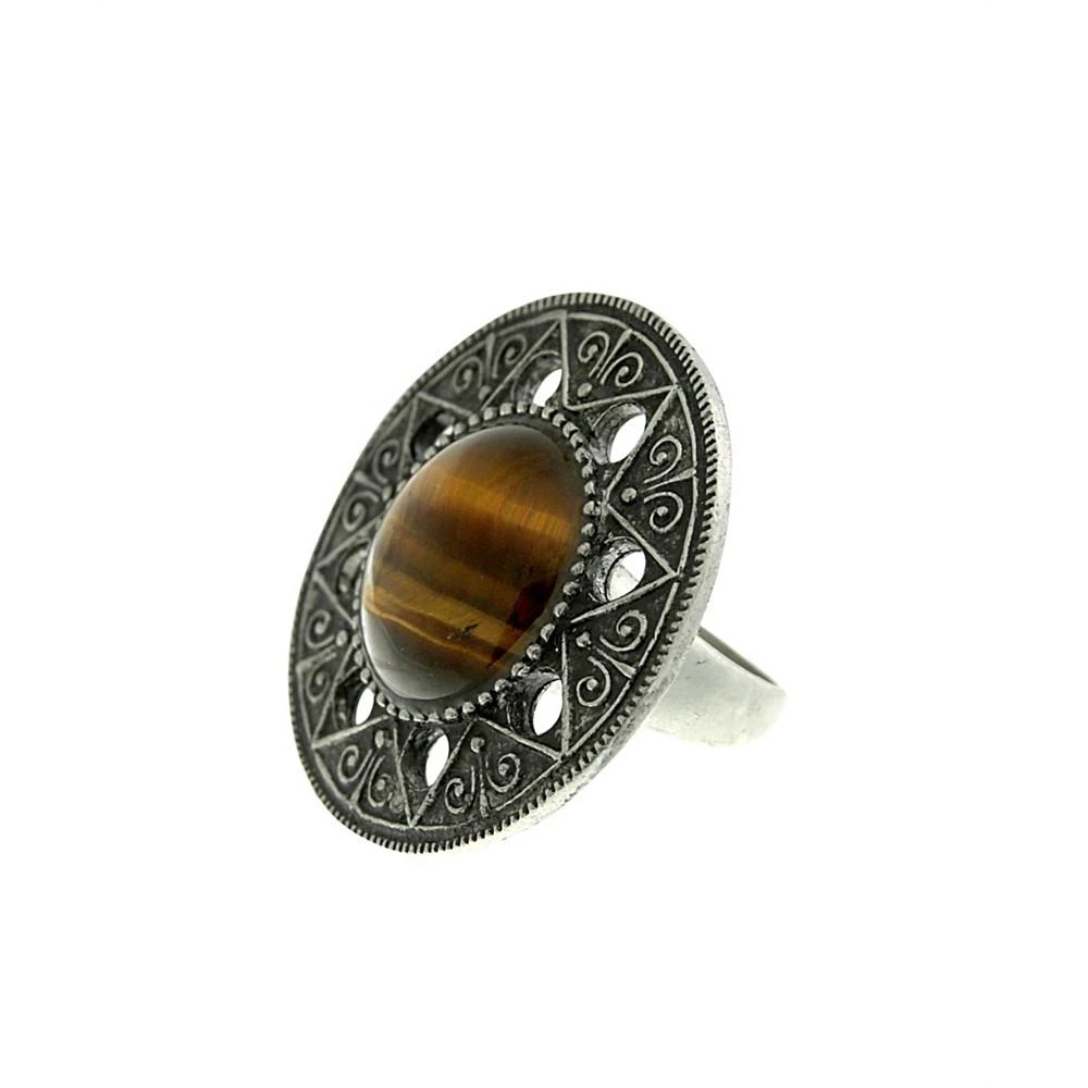 商品1928|by 1928 Aztec Mandala Semi-Precious Tiger's Eye Ring,价格¥292,第1张图片