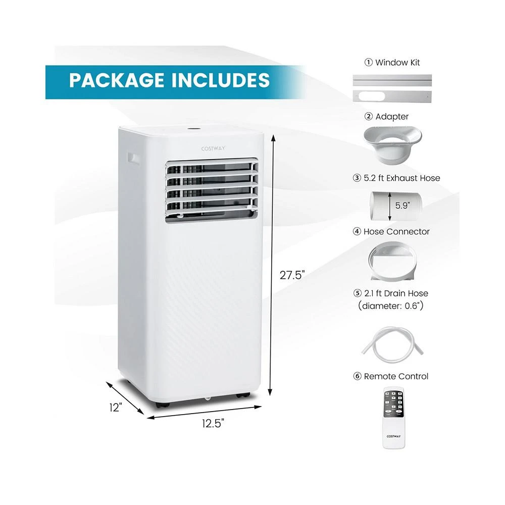 商品Costway|10000 BTU Portable Air Conditioner 4-in-1 AC with Cool Fan Humidifier Sleep Mode,价格¥2254,第2张图片详细描述