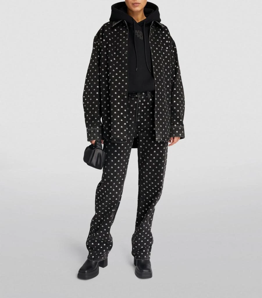 商品Alexander Wang|Crystal-Embellished Logo Jeans,价格¥10414,第2张图片详细描述