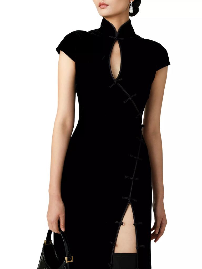 vanessa velvet keyhole maxi dress SAU LEE Vanessa Midi Dress, Black / 2