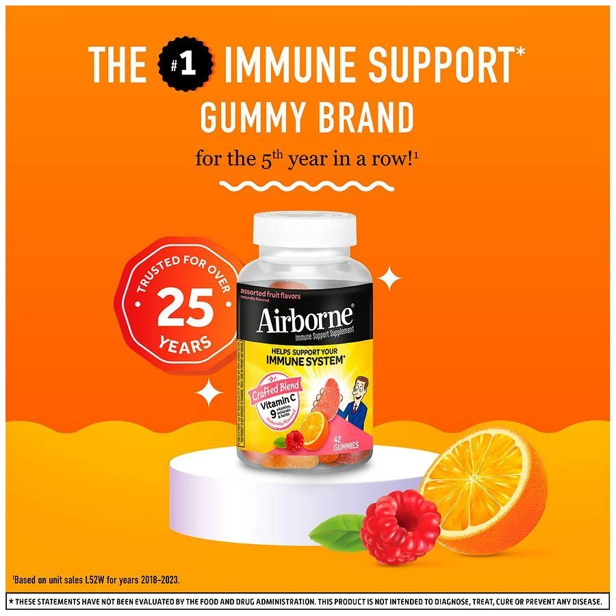 商品Airborne|Gummies with Vitamin C, Minerals & Herbs Immune Support Assorted Fruit,价格¥160,第3张图片详细描述