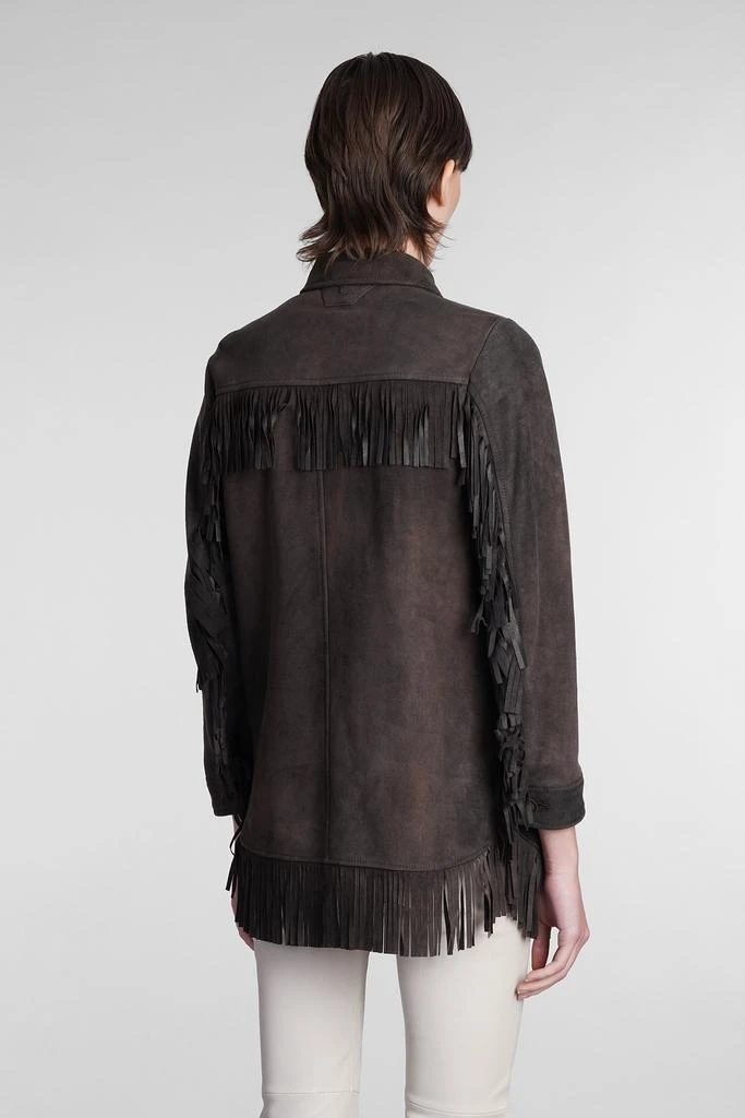 商品Salvatore Santoro|Salvatore Santoro Leather Jacket In Grey Leather,价格¥4254,第3张图片详细描述