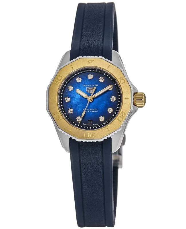 商品TAG Heuer|Tag Heuer Aquaracer Professional 200 Blue Diamond Dial Rubber Strap Women's Watch WBP2450.FT6215,价格¥30253,第1张图片