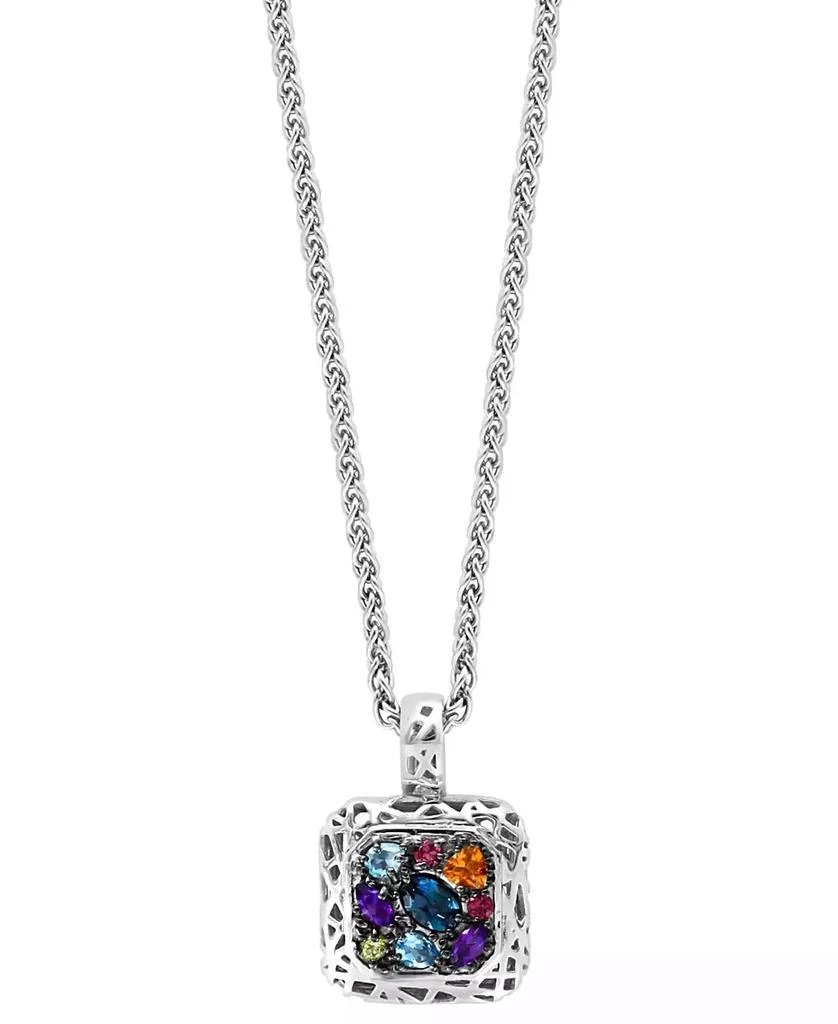 商品Effy|EFFY® Multi-Gemstone Cluster Framed 18" Pendant Necklace (1-1/2 ct. t.w.) in Sterling Silver,价格¥1461,第1张图片