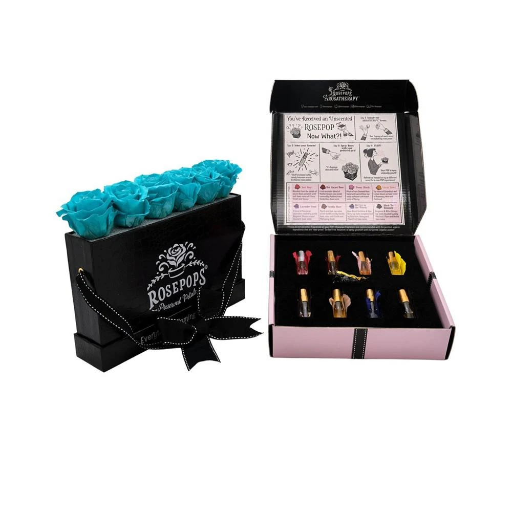 商品Rosepops|POP-Up Box of 6 Unscented Blue Topaz Real Roses with a Sampler Set of all Arosatherapy ® Fragrances with which to Scent the Roses,价格¥1274,第4张图片详细描述