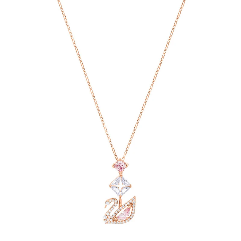 商品[国内直发] Swarovski|Swarovski 施华洛世奇 女士镀玫瑰金色粉色天鹅吊坠项链 5473024,价格¥515,第1张图片