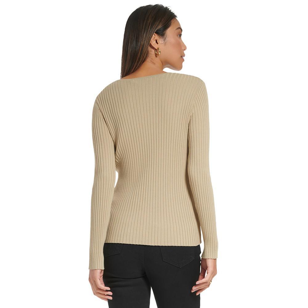 商品Calvin Klein|Women's Ribbed Keyhole Sweater,价格¥655,第4张图片详细描述