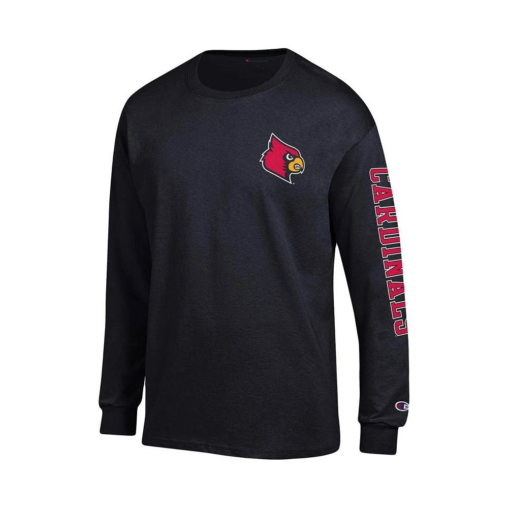 商品CHAMPION|Men's Black Louisville Cardinals Team Stack Long Sleeve T-shirt,价格¥295,第2张图片详细描述