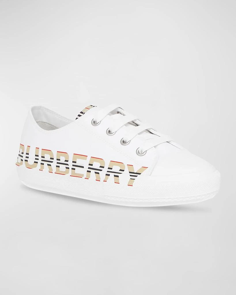 商品Burberry|Kid's Larkhall Icon Stripe Logo Gabardine Sneakers, Toddler/Kids,价格¥1089,第2张图片详细描述