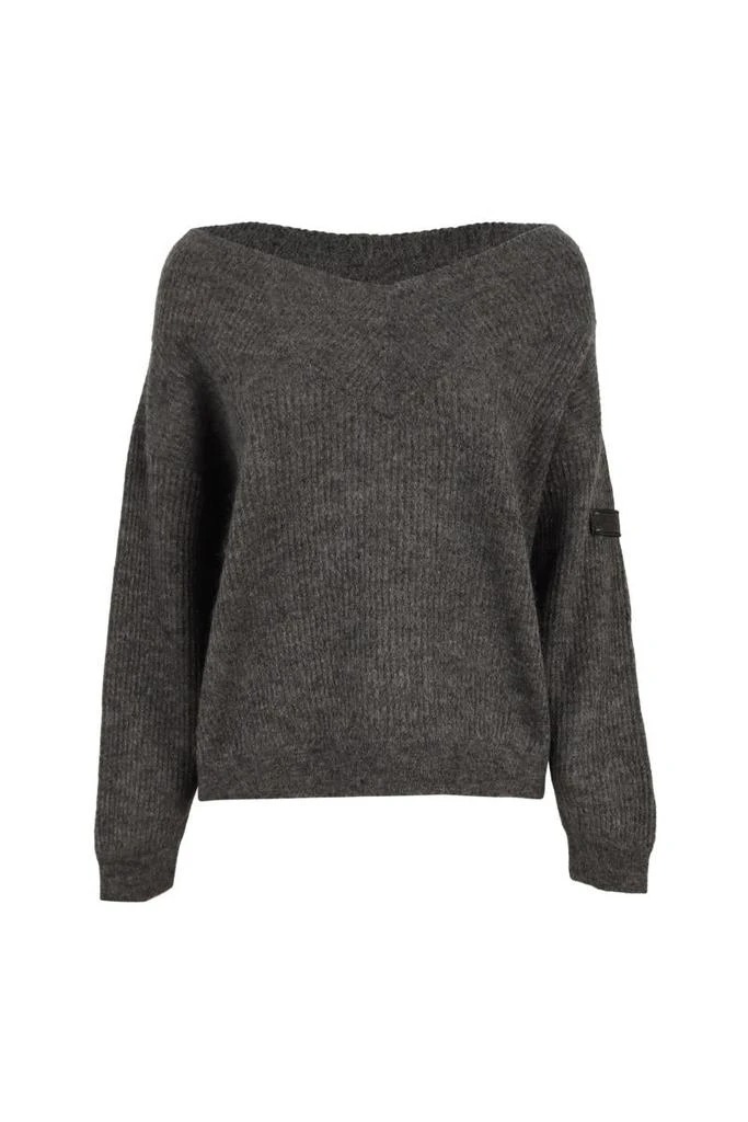商品Brunello Cucinelli|BRUNELLO CUCINELLI Sparkling English rib mohair and wool sweater with Precious Patch,价格¥8373,第1张图片