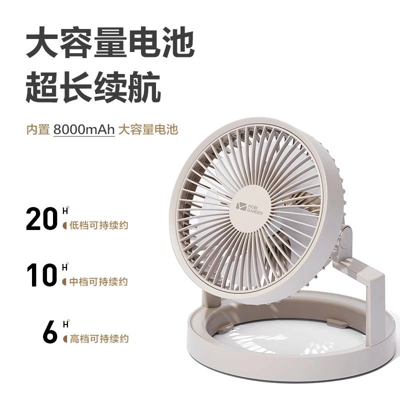 精致露营户外帐篷灯营灯吊扇办公桌面大风力可充电风扇照明 商品