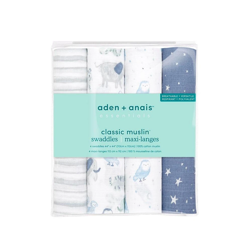 商品aden + anais|Baby Boys Printed Swaddle Blankets, Pack of 4,价格¥294,第2张图片详细描述