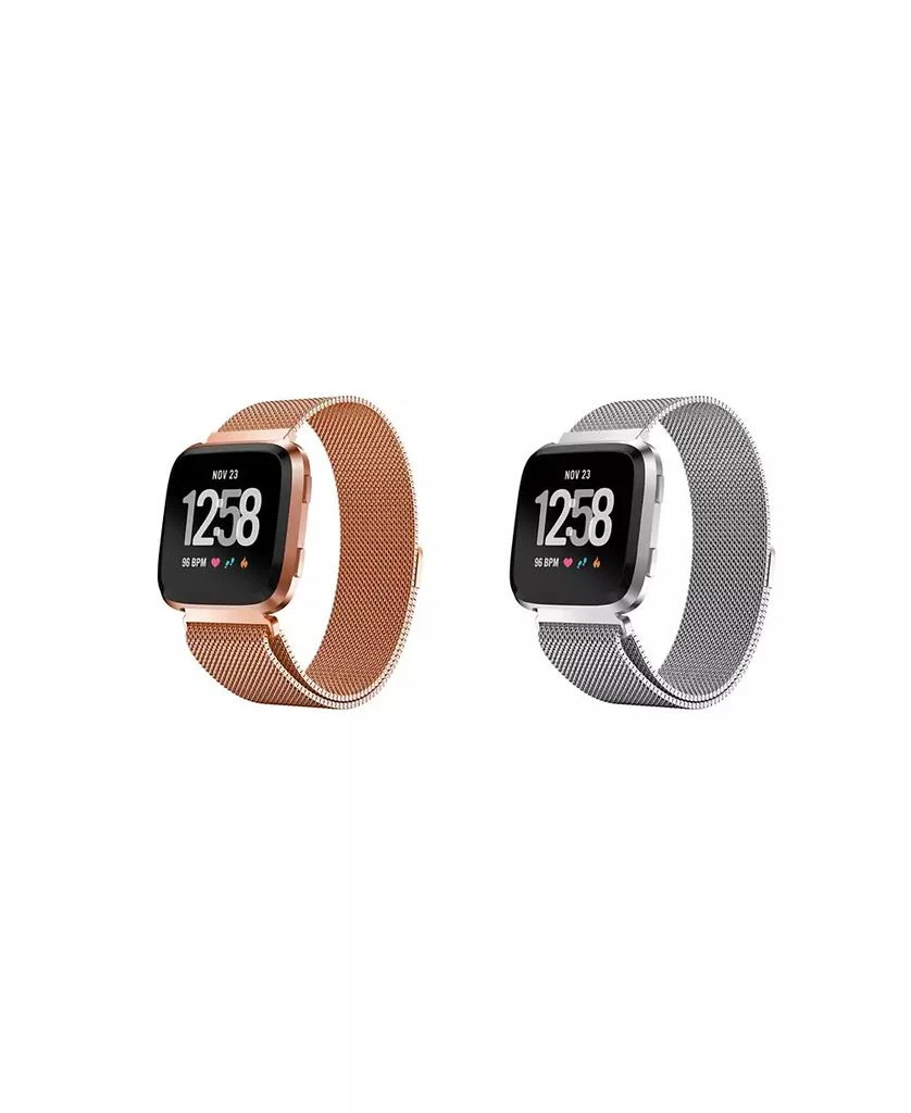 商品Posh Tech|Unisex Loop Fitbit Versa Assorted Stainless Steel Watch Replacement Bands - Pack of 2,价格¥232,第1张图片