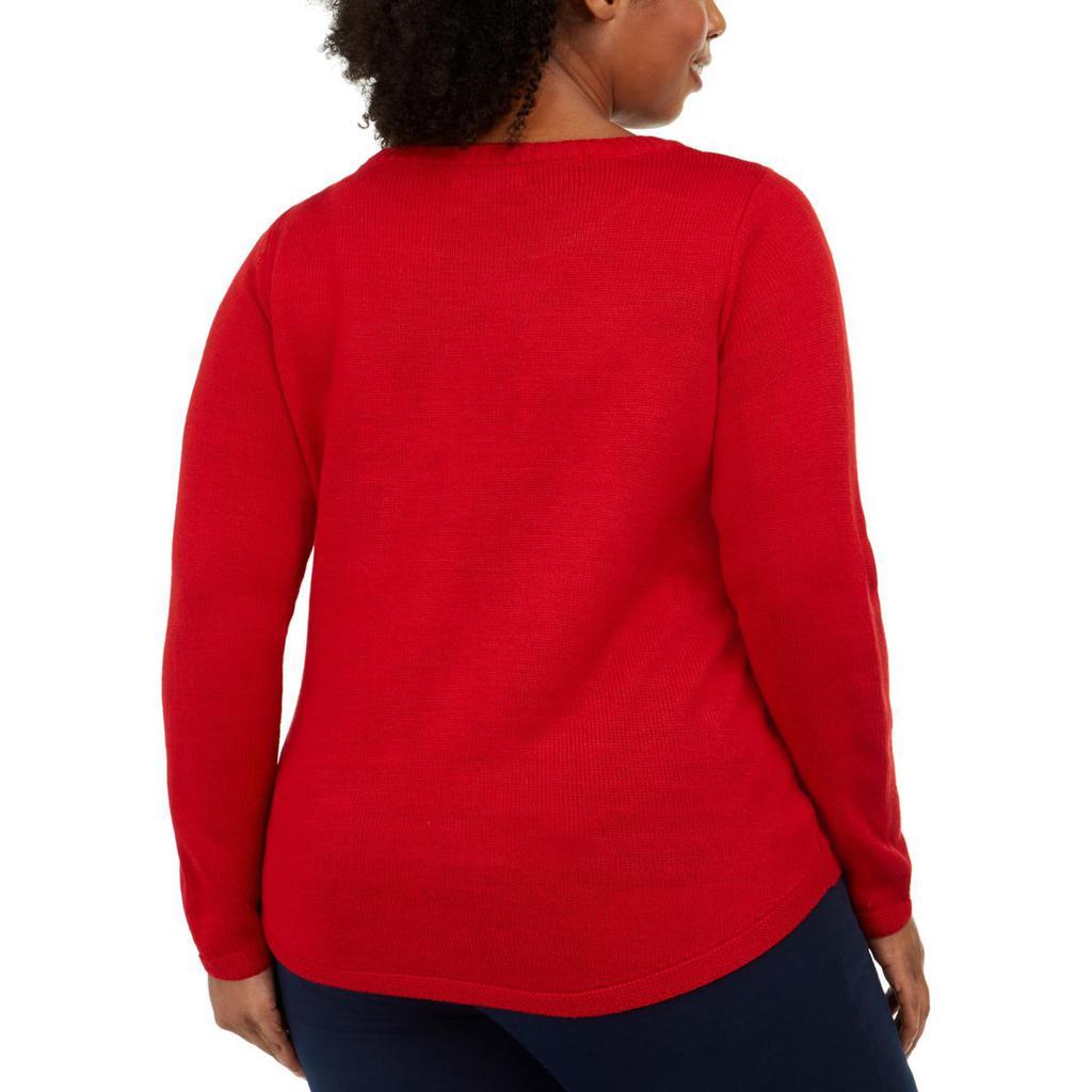 商品Karen Scott|Karen Scott Womens Plus Sequined Festive Christmas Sweater,价格¥147,第4张图片详细描述
