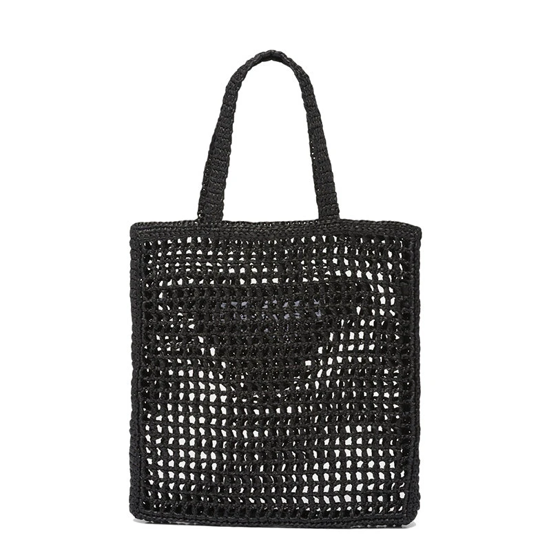 商品Prada|【预售3-7天】普拉达  女士黑色酒椰纤维解构式单肩手提镂空托特包1BG393_2A2T_F0002_V_OOO,价格¥12703,第5张图片详细描述