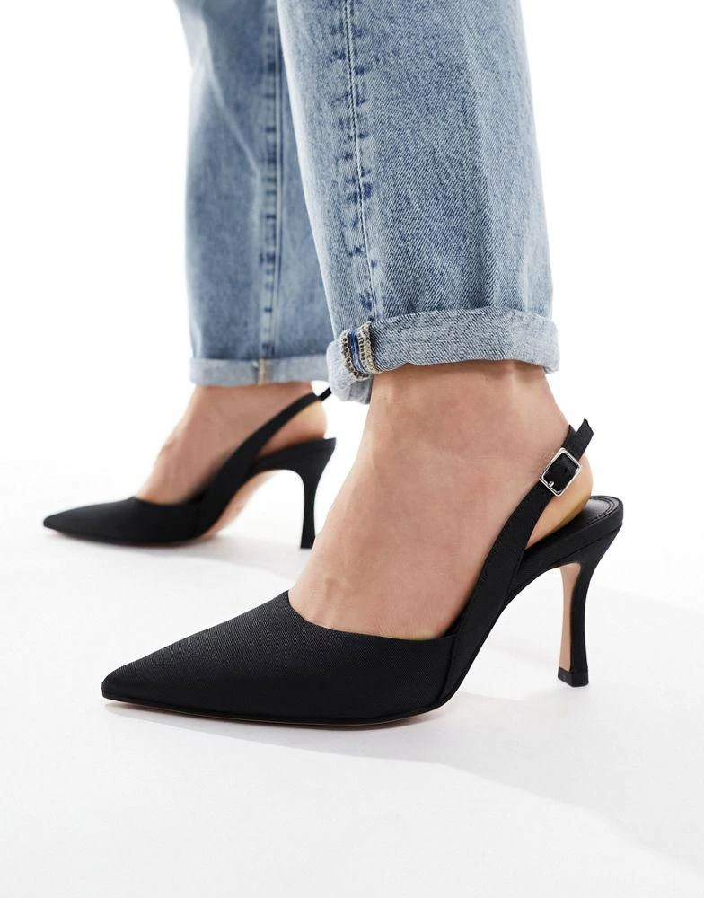 商品ASOS|ASOS DESIGN Wide Fit Samber 2 slingback stiletto heels in black,价格¥276,第4张图片详细描述