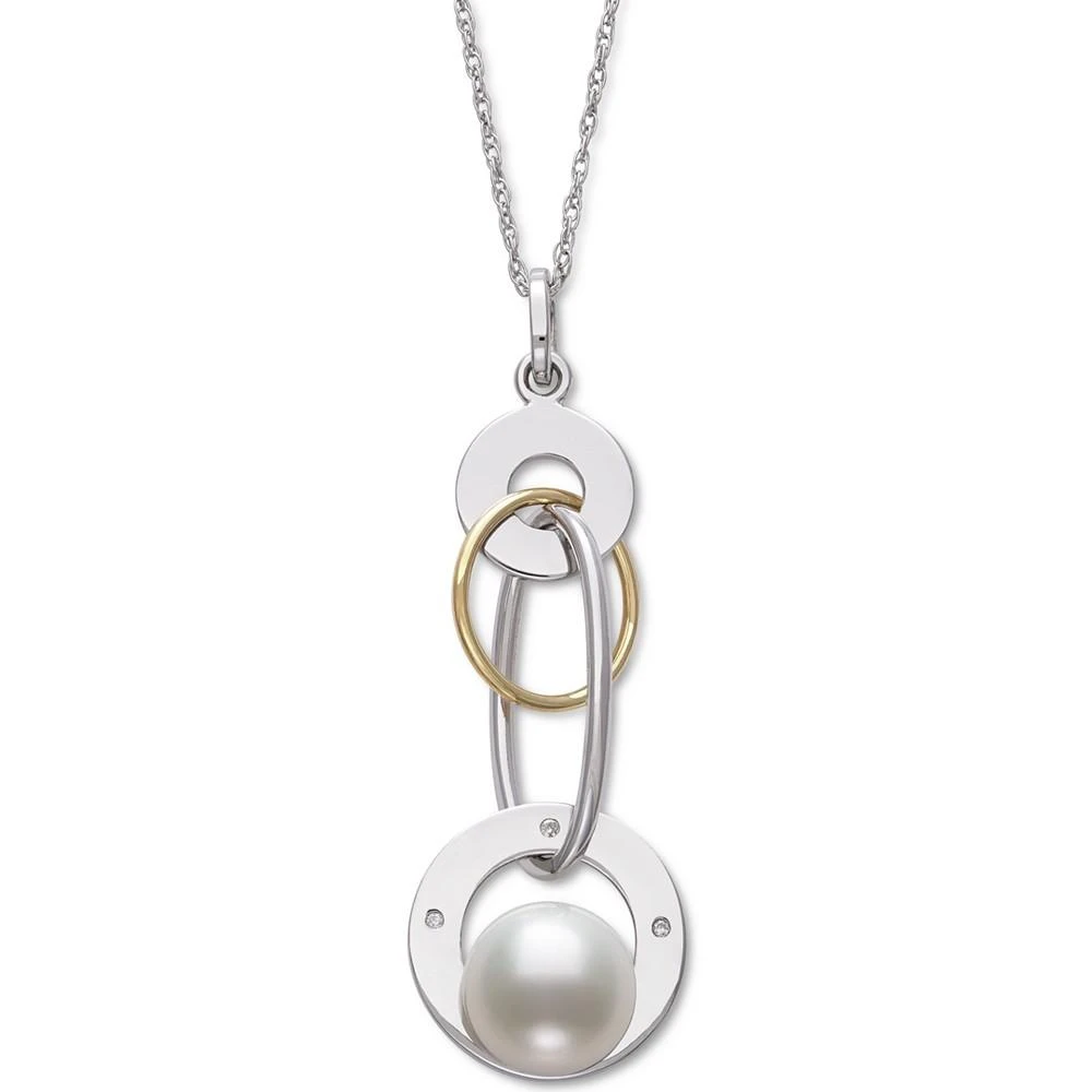 商品Belle de Mer|Cultured Freshwater Pearl (8mm) & Diamond Accent 18" Pendant Necklace in 14k Gold & Sterling Silver,价格¥2945,第1张图片