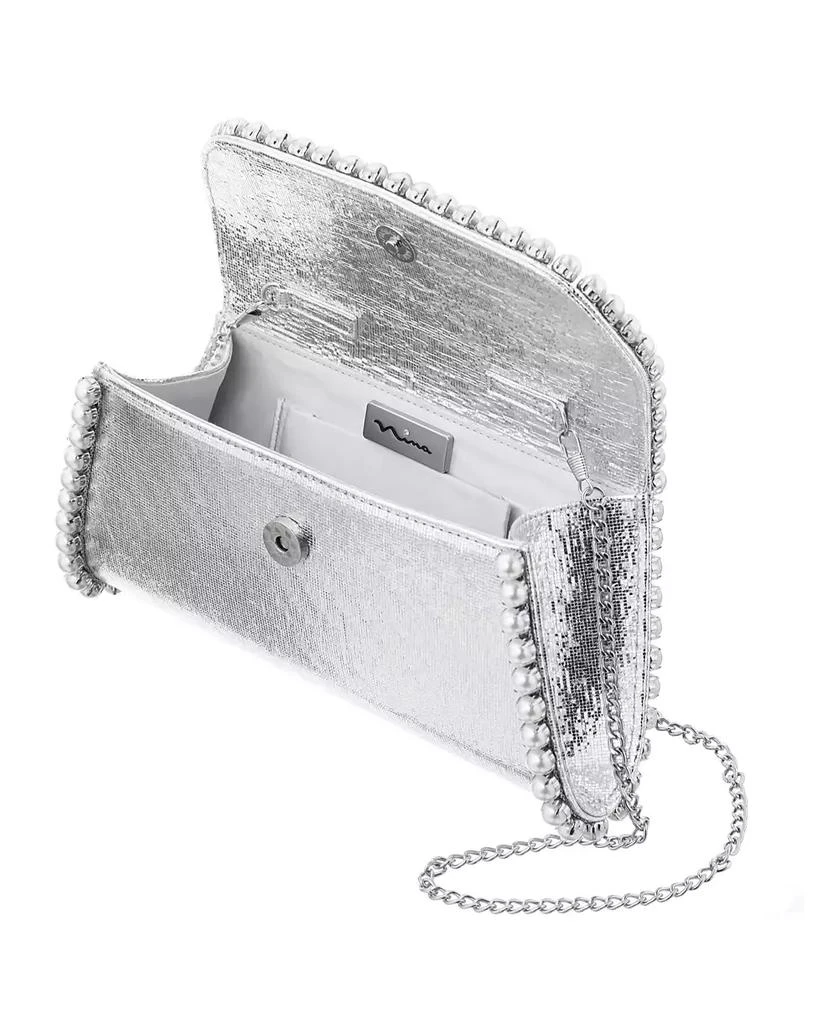 商品Nina|Imitation Pearl Trim Trapezoid Flap Bag,价格¥730,第4张图片详细描述