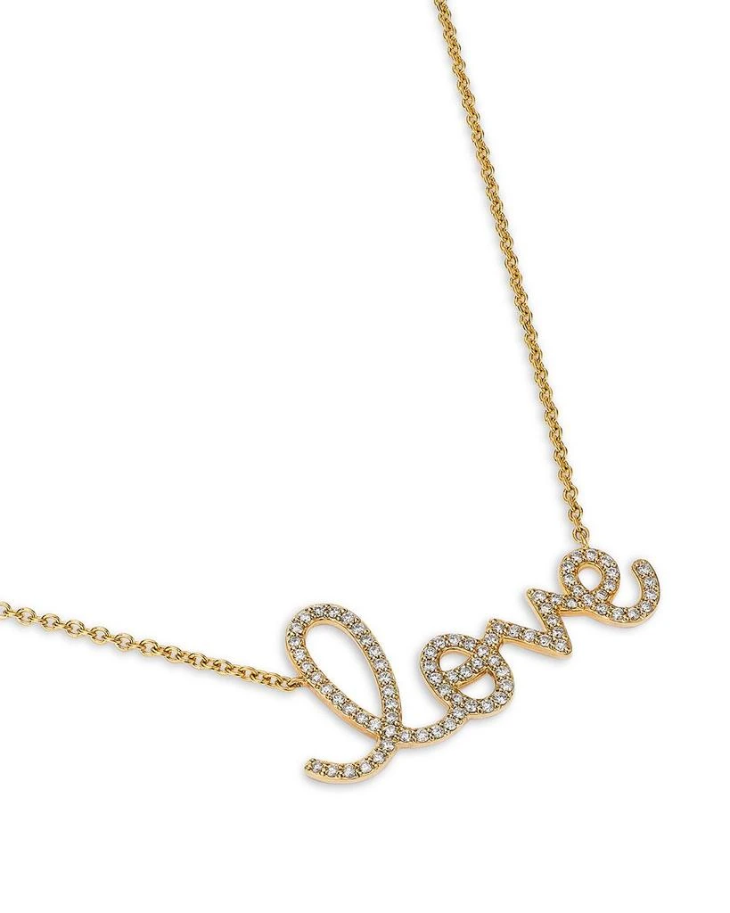 14K Yellow Gold Diamond Big Love Script Pendant Necklace, 18" 商品