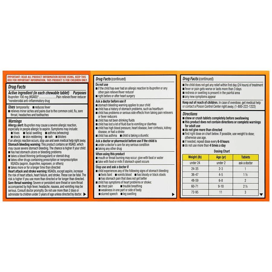 商品Walgreens|Children's Ibuprofen 100 Chewable Tablets Grape,价格¥60,第3张图片详细描述