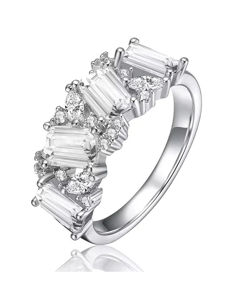 商品Genevive|Sterling Silver Cubic Zirconia Radiant Cluster Ring,价格¥303,第1张图片