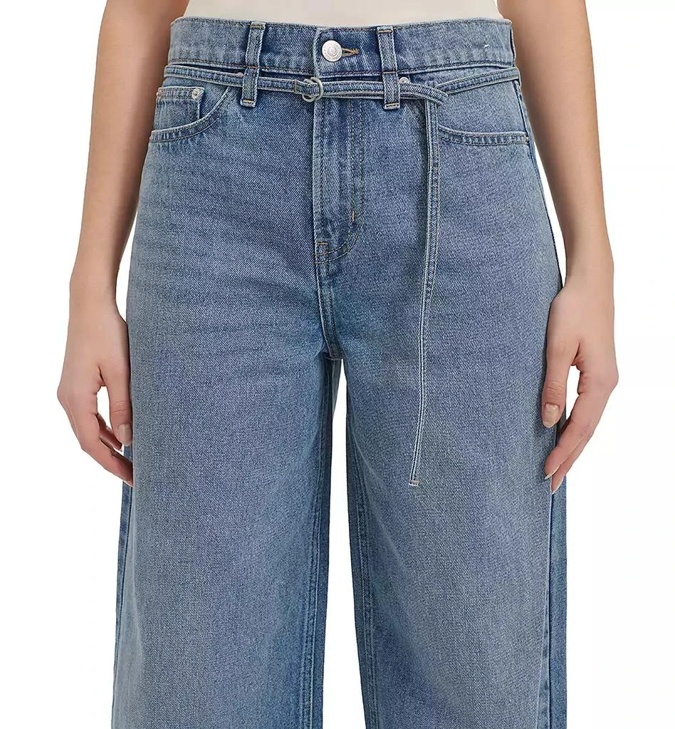 商品Calvin Klein|Women's Cut-Hem High-Rise Wide-Leg Belted Cotton Denim Jeans,价格¥204,第4张图片详细描述