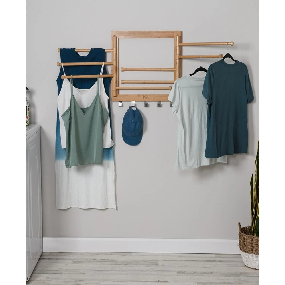 Wall-Mounted Bamboo Swivel-Arm Clothes Drying Rack 商品
