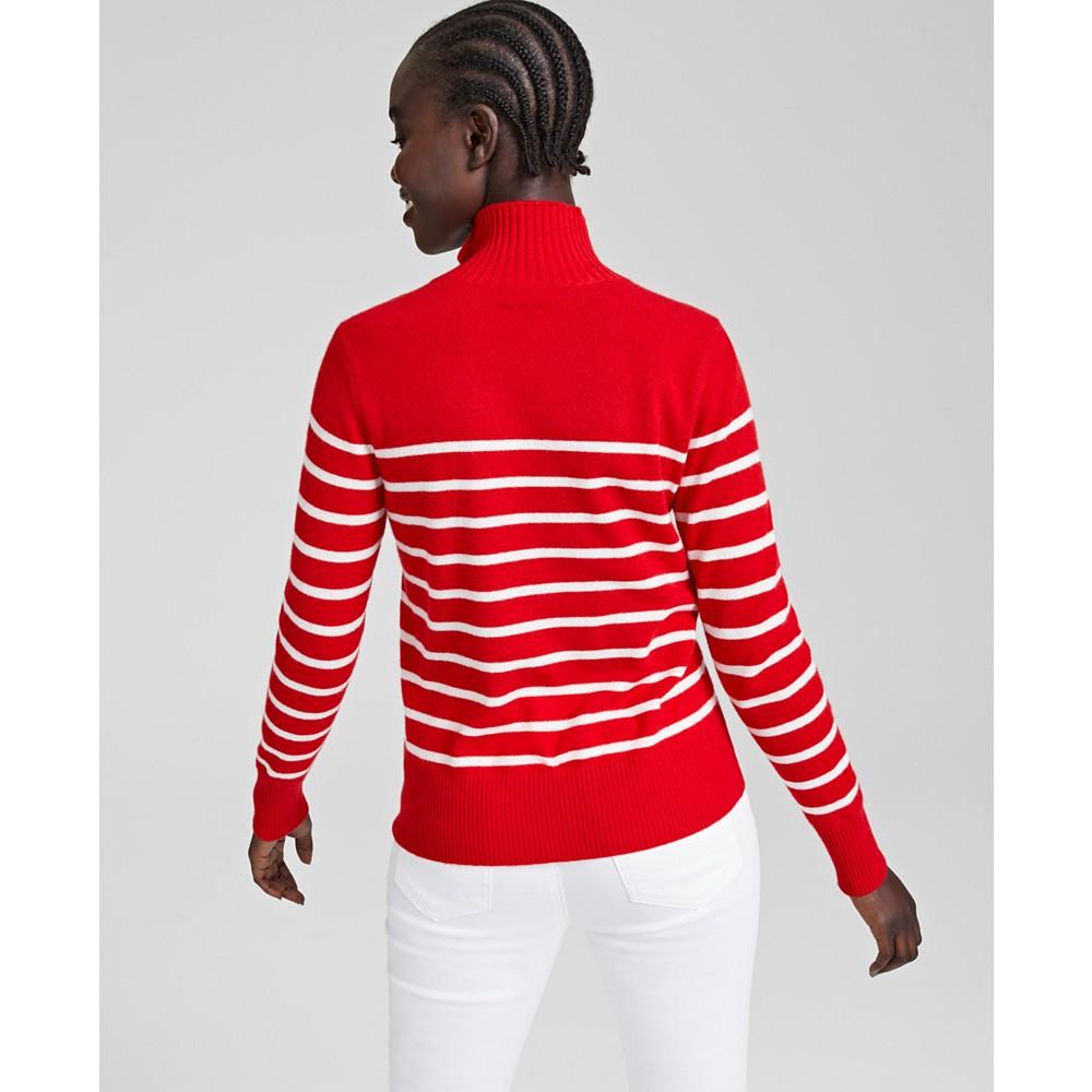 Cashmere Striped Mock-Neck Sweater, Created for Macy's商品第2张图片规格展示