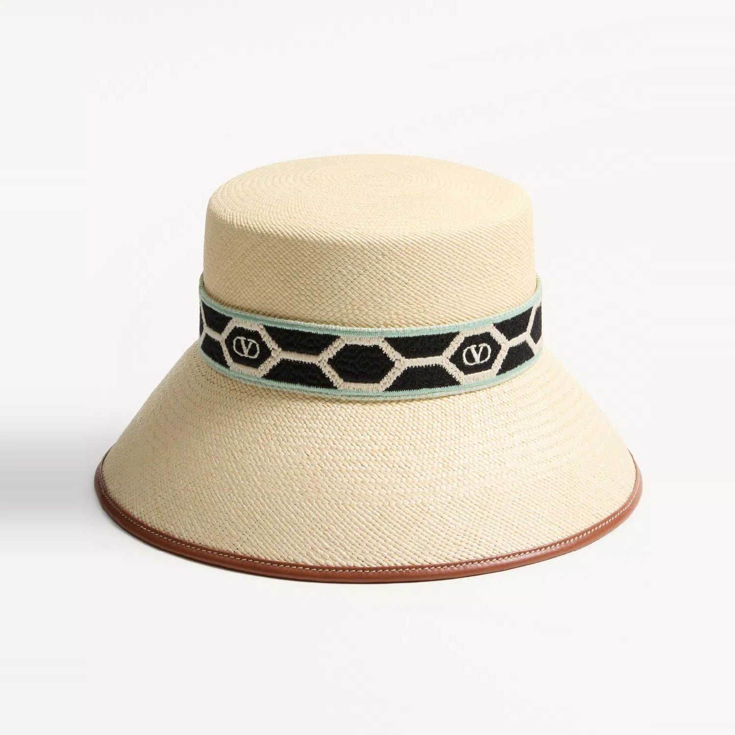 【预售】 华伦天奴 25春夏 女士 遮阳帽 BOB ANTIBES EN PAILLE AVEC BORDURE EN CUIR ET RUBAN À MOTIF LOSANGES WHGA40JEJ_BYP 商品