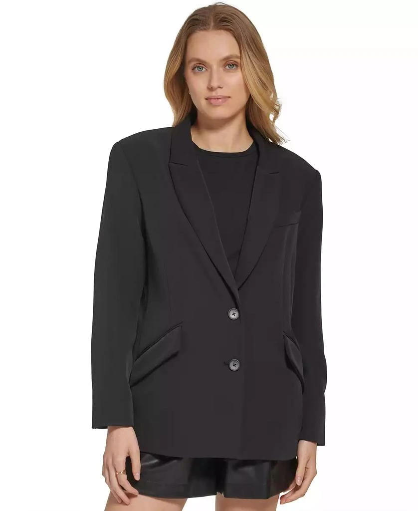 商品DKNY|Women's Peak Lapel Two-Button Long-Sleeve Blazer,价格¥1114,第1张图片